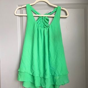 Naked Zebra Green Ruffle Blouse